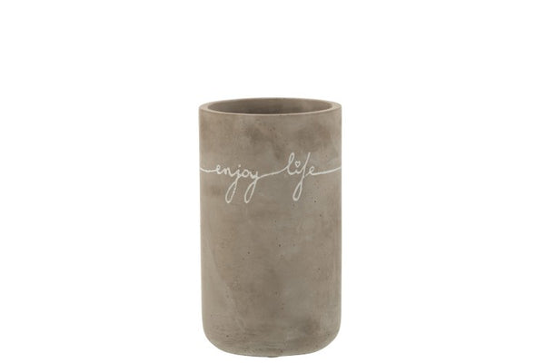 Dekovase Scandi, ENJOY, grau-weiß