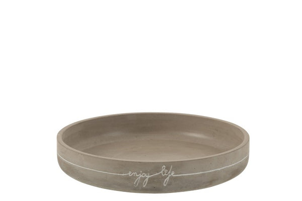 Dekoschale Scandi rund, ENJOY, grau-weiß