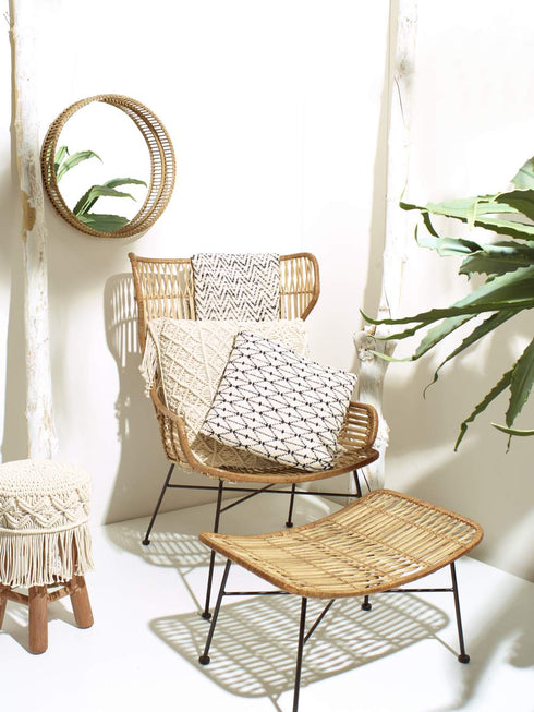 Pomax Boho Makramee Hocker, Dekostuhl, 30x45cm