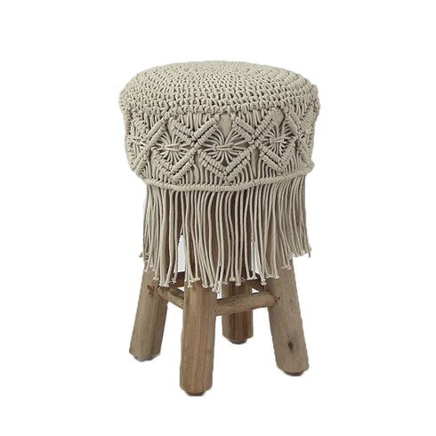 Pomax Boho Makramee Hocker, Dekostuhl, 30x45cm