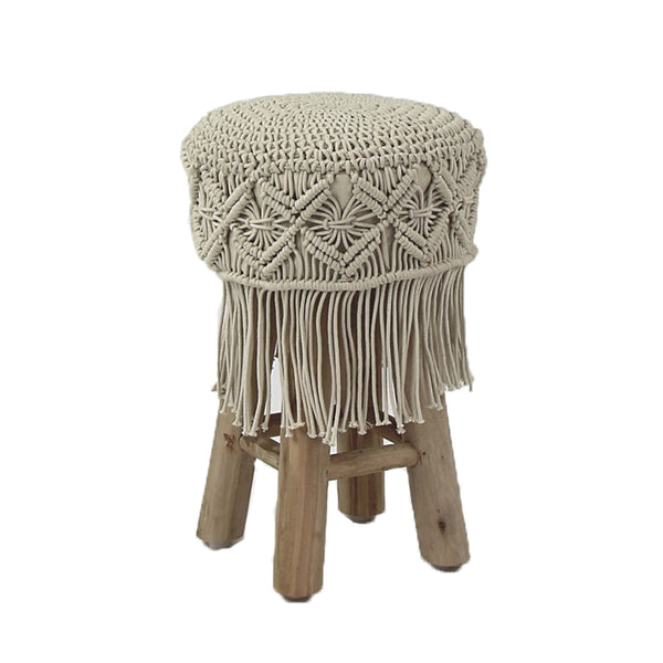Pomax Boho Makramee Hocker, Dekostuhl, 30x45cm