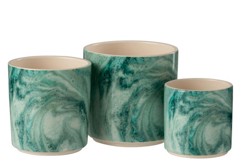 Keramik Blumentopf IBIZA, Übertopf marmoriert, D:14cm H14cm