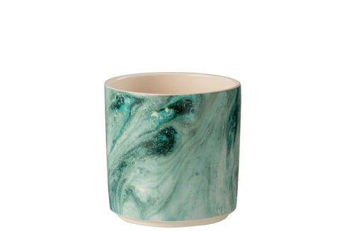 Keramik Blumentopf IBIZA, Übertopf marmoriert, D:14cm H14cm