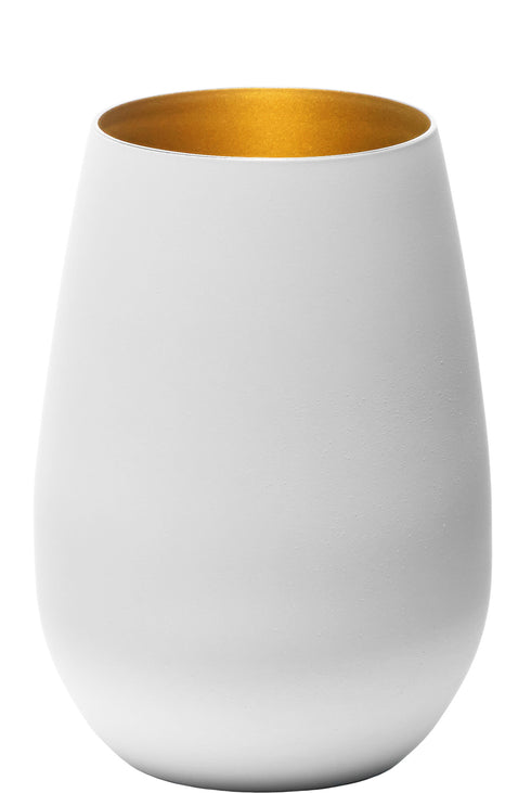 Longdrinkbecher matt, Becher St. Tropez, luxuriöses Wasserglas, weiß-gold