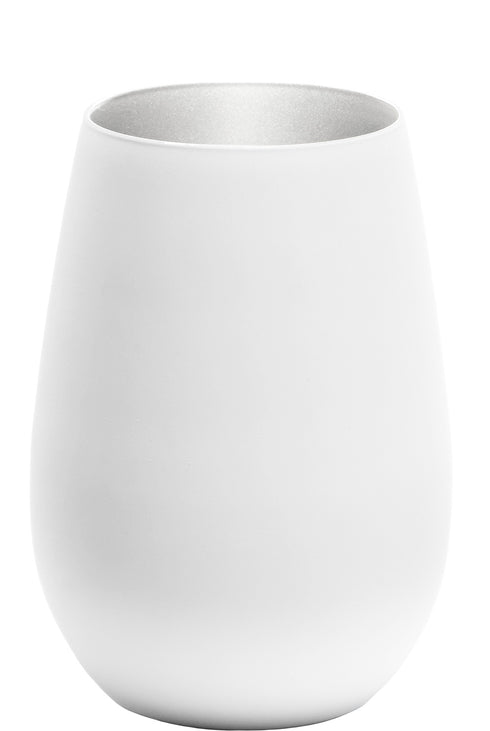 Longdrinkbecher matt, Becher St. Tropez, luxuriöses Wasserglas, weiß-silber