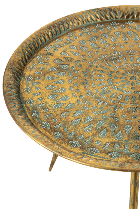 Beistelltisch, Couchtisch orientalisch, Shabby gold 67x67x60cm