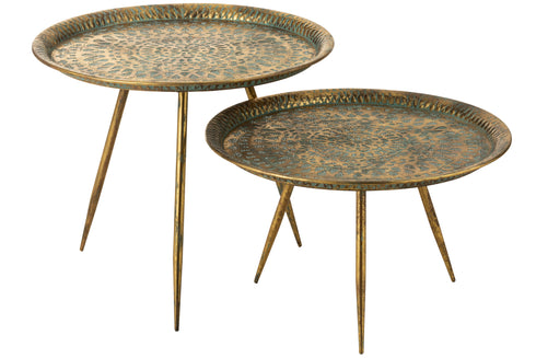 Beistelltisch, Couchtisch orientalisch, Shabby gold 67x67x60cm