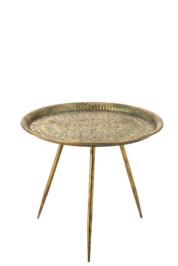 Beistelltisch, Couchtisch orientalisch, Shabby gold 67x67x60cm