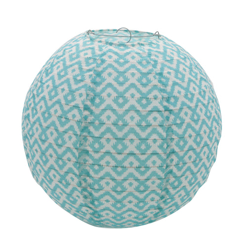 Lampion, Laterne Boho, Hängedekoration, weiß-türkis ø 30cm