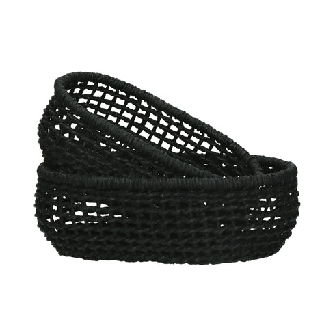 Pomax Dekokörbe, Aufbewahrungskörbe, geflochten, 2er Set, schwarz