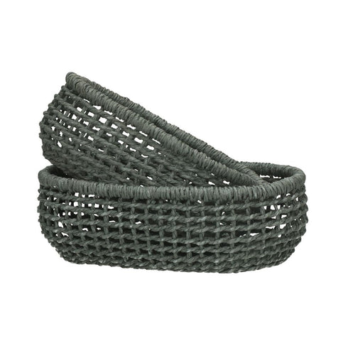 Pomax Dekokörbe, Aufbewahrungskörbe, geflochten, 2er Set, grau