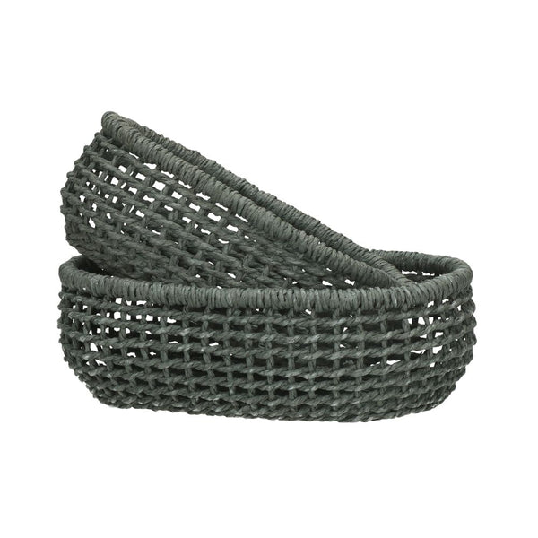 Pomax Dekokörbe, Aufbewahrungskörbe, geflochten, 2er Set, grau