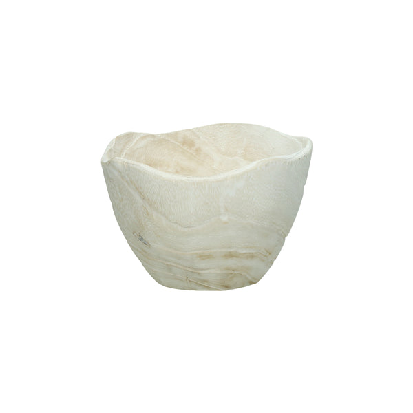 ONDA - bowl - paulownia wood - DIA 15 x H 12 cm - white