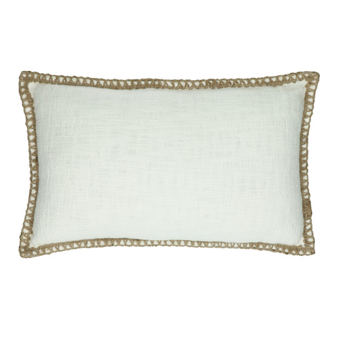 Pomax Dekokissen mit Zierborte weiß, 50x30cm