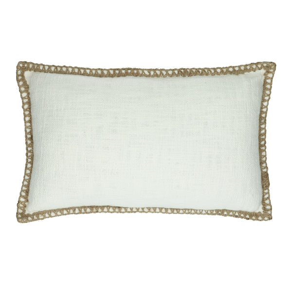 Pomax Dekokissen mit Zierborte weiß, 50x30cm