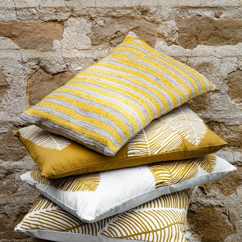 Pomax Boho Kissen Leaf, Dekokissen Blatt, offwhite-ocker