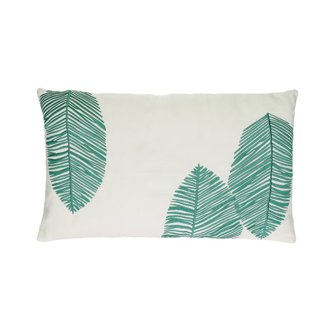 Pomax Boho Kissen Leaf, Dekokissen Blatt, offwhite-grün, 30x50cm