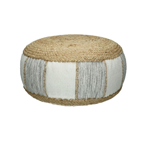 Pomax Sitzkissen rund , Pouf Baumwolle, 50 x H25 cm, natur-grau