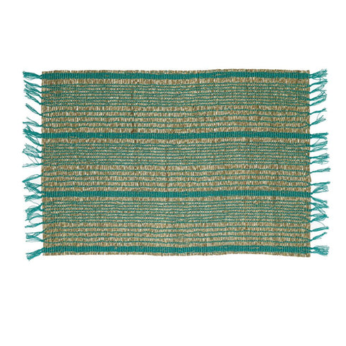 Boho Tischset Seegras Aqua, Untersetzer, natur-türkis