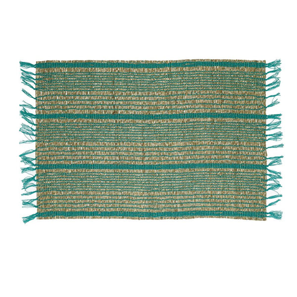 Boho Tischset Seegras Aqua, Untersetzer, natur-türkis