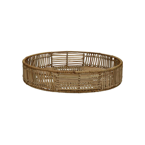 Pomax Bambus Tablett rund, Boho Tray rund groß, natur