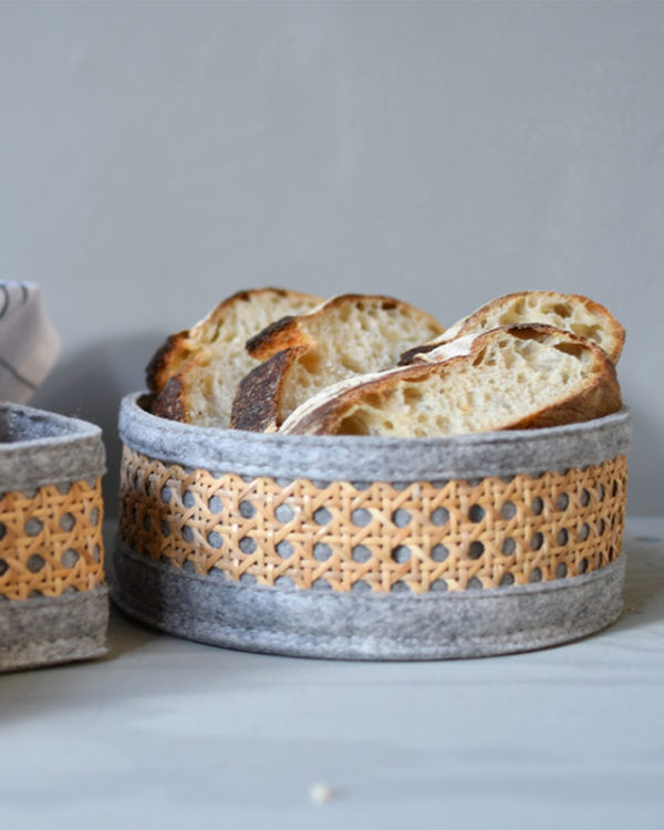 Storefactory Brotkorb rund, Aufbewahrungskorb Filz Rattan D:20cm