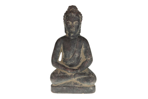 Buddha Dekofigur Terrakotta sitzend vintage black 17x11x30,5cm
