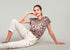 Summum T-Shirt mit animal print kurzarm, Shirt mit Rundhals und Pfauenmuster, mehrfarbig