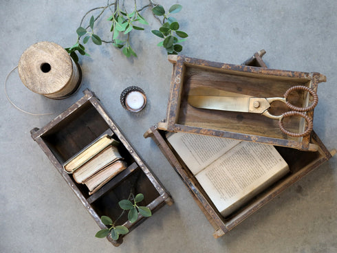 Ziegelform, Vintage Dekobox, Shabby Chic Blumentopf, braun