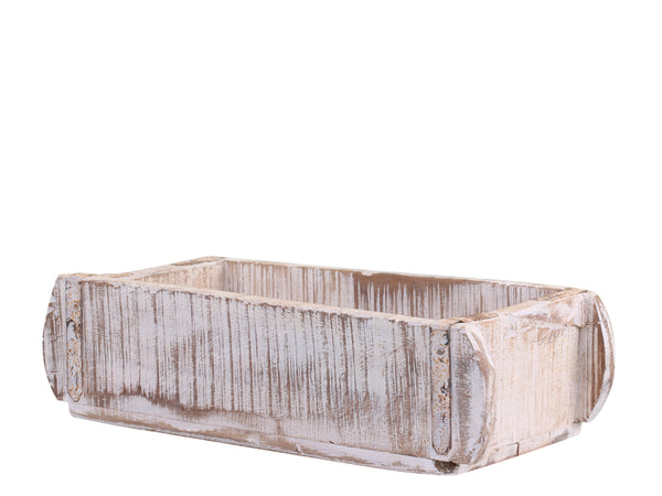 Ziegelform, Vintage Dekobox, Shabby Chic Blumentopf, beige 31x14x7 cm