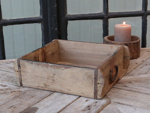 Ziegelform Tray, Vintage Dekobox, Shabby Chic Blumentopf, Dekotablett Vintage mit Henkeln, braun SECONDLOVE