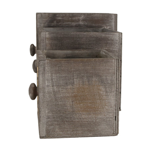Pflanz-Schubladen aus Holz Set 3tlg. grau Shabby Chic, Übertöpfe, Pflanzgefäße Vintage