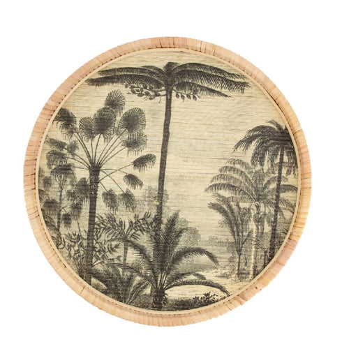 Holzbild Jungle Bambus, Tablett rund, natur, Ø38x4cm