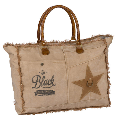 Shopper Bag, Beachbag, Strandtasche, Reisetasche "STAR" camel-beige, Canvas Leder