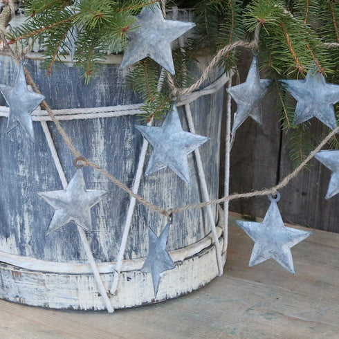 Deko Metallranke Stars, mit Zinksternen, Vintage, Shabby-Chic