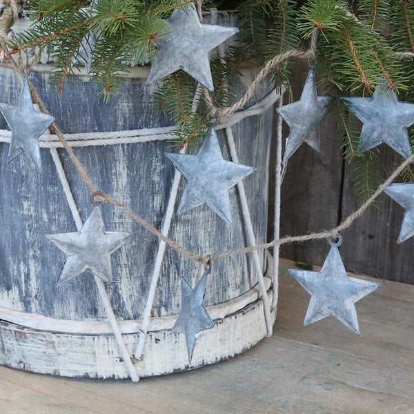 Deko Metallranke Stars, mit Zinksternen, Vintage, Shabby-Chic
