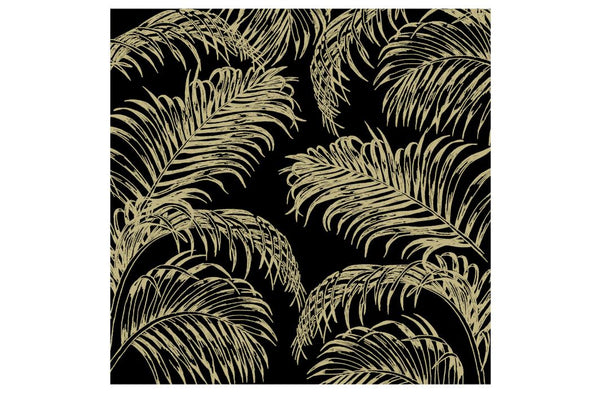 J-Line Pack 20 Servietten Palmblätter Papier Schwarz/Gold Groß (16.5x2.8x16.5cm)