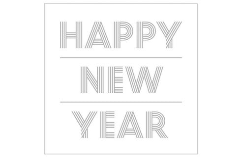 Servietten, Papier, Happy New Year, silber, 20Stk.