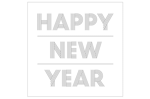 Servietten, Papier, Happy New Year, silber, 20Stk.