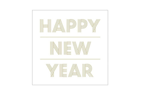 Servietten, Papier, Happy New Year, gold, 20Stk.