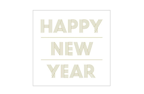 Servietten, Papier, Happy New Year, gold, 20Stk.