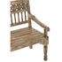 Handgeschnitzte Holzbank mit Verzierungen, Sitzbank aus Mangoholz, Boho, Marrokko Style, Vintage white wash