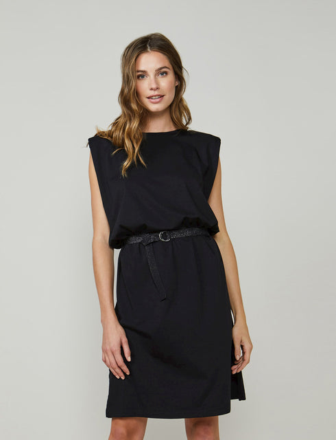 Summum ärmelloses Kleid mit Schulterpolstern, schwarz