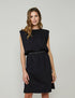 Summum ärmelloses Kleid mit Schulterpolstern, schwarz