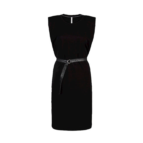 Summum ärmelloses Kleid mit Schulterpolstern, schwarz