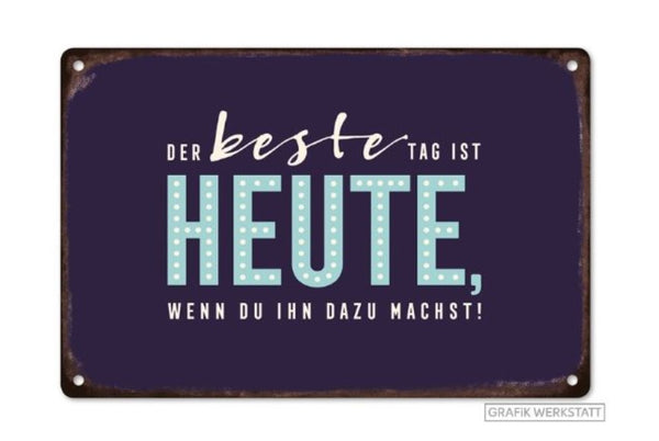 Wandschild, Blechschild VintageArt bester Tag