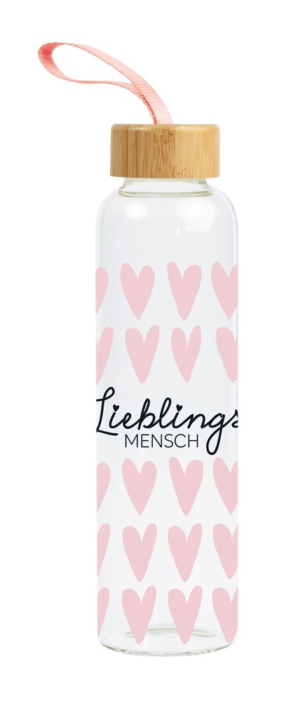 Glas-Trinkflasche Lieblingsmensch, Grafik Werkstatt, GO GREEN