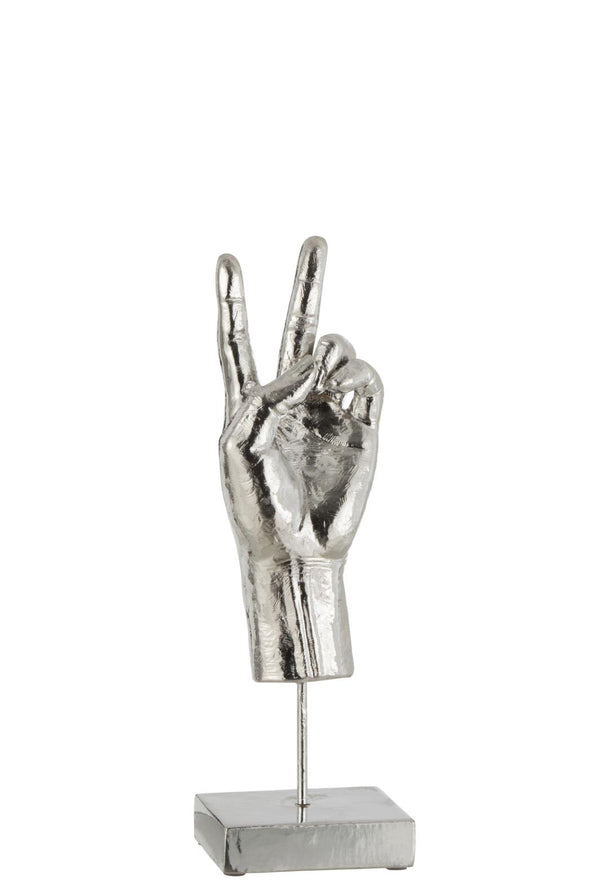 Dekofigur, Hand Peace, silber