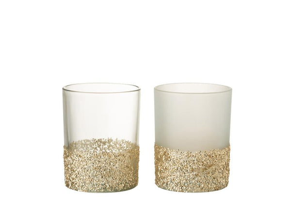 Windlicht, Teelichthalter, Glitter gold