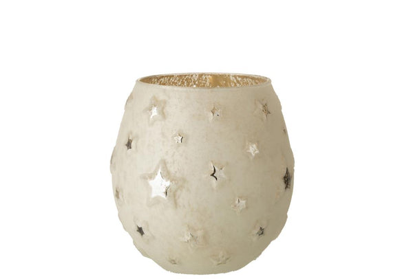 Windlich, Dekolicht, Sterne creme-weiß